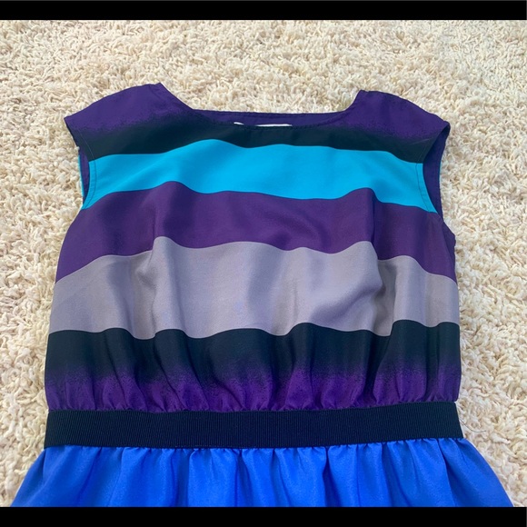 LOFT Sleeveless Fit & Flare Striped Dress - Picture 2 of 4